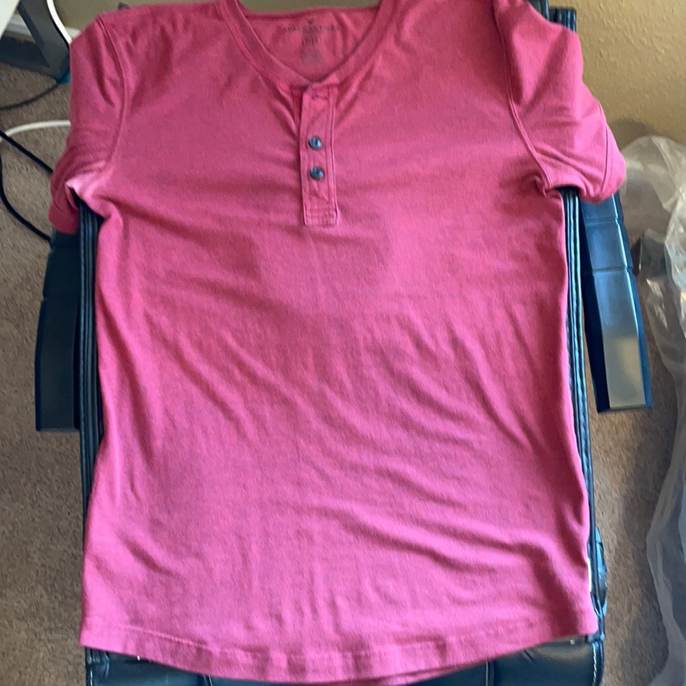 Red American Eagle Xs button up shirt